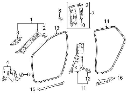 2019 Toyota Corolla Interior Trim - Pillars Diagram