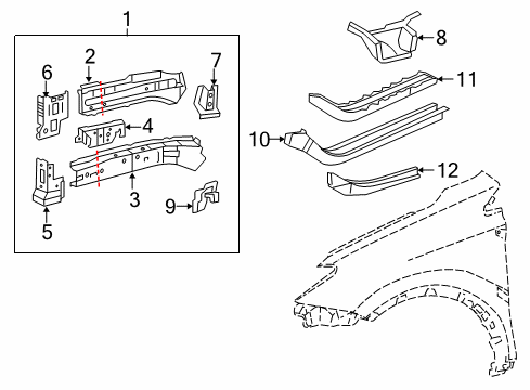2017 Toyota RAV4 Torque Box, Front Driver Side Diagram for 57078-78010