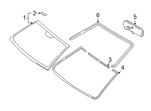 2011 Toyota Yaris Glass - Windshield Diagram