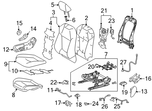 2022 Toyota RAV4 Prime Cover, Front Seat Back, Passenger Side(For Separate Type) Diagram for 71073-42D30-C4