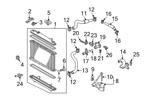 2007 Toyota Highlander Radiator & Components Diagram