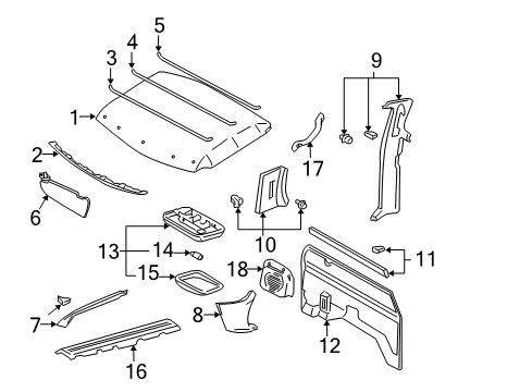 1999 Toyota Tacoma Interior Trim - Cab Diagram