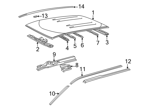 2000 Toyota Sienna Exterior Trim - Roof Diagram