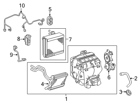 2013 Toyota Camry A/C Evaporator & Heater Components Diagram
