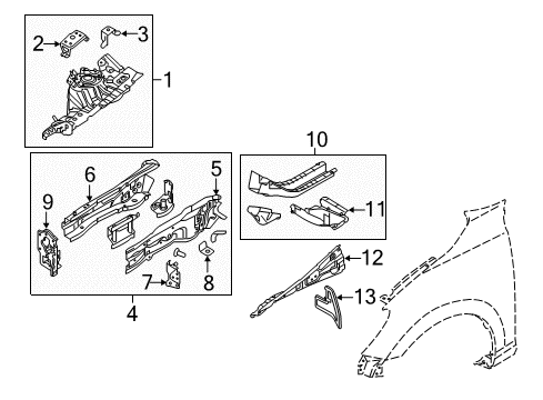 2018 Toyota Yaris iA Structural Components & Rails Diagram