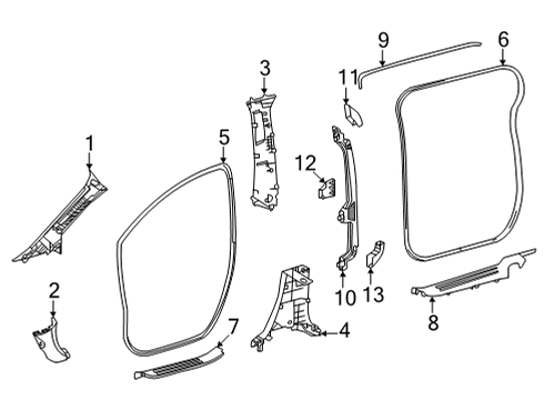 2024 Toyota Sienna Interior Trim - Pillars Diagram