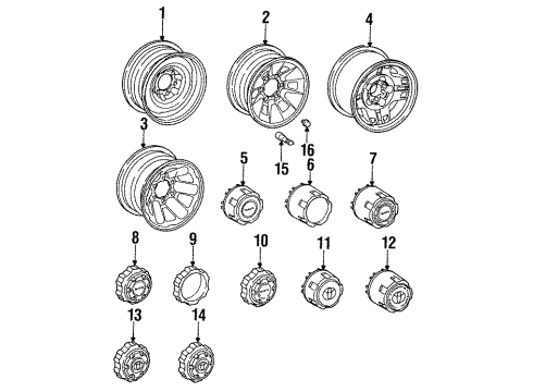 1989 Toyota Pickup Center Cap Diagram for 42603-35430