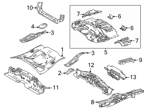2024 Toyota Prius Prime Rear Floor & Rails Diagram