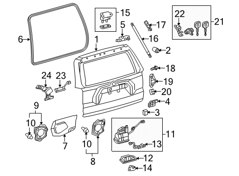 2024 Toyota 4Runner Gate & Hardware Diagram