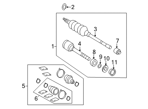 2005 Toyota Solara Drive Axles - Front Diagram
