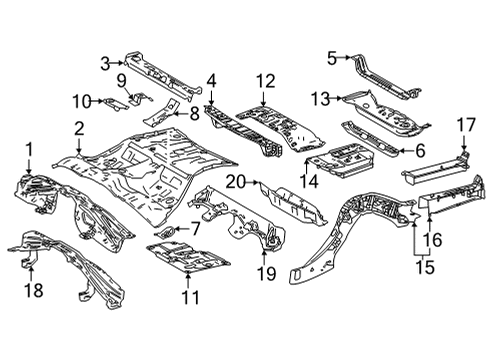 2025 Toyota Mirai Rear Floor & Rails Diagram