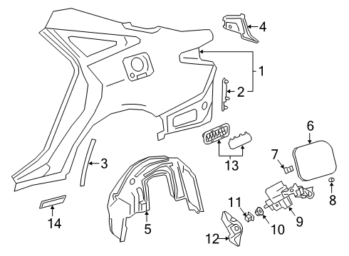 2020 Toyota Avalon Quarter Panel & Components Diagram