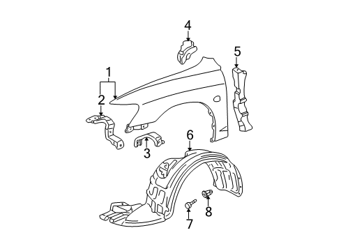2001 Toyota Avalon Fender & Components Diagram