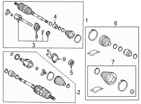 2024 Toyota Highlander Drive Axles - Front Diagram