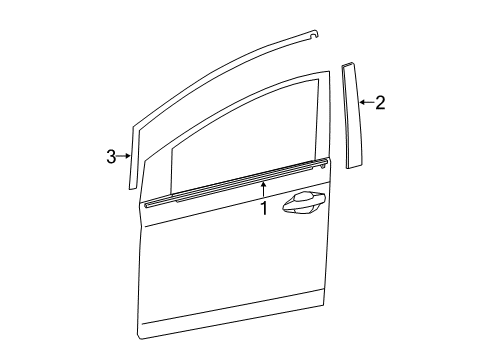 2013 Toyota Prius Exterior Trim - Front Door Diagram