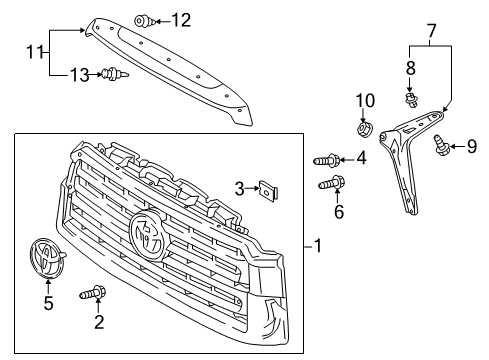 2020 Toyota Sequoia Grille & Components Diagram