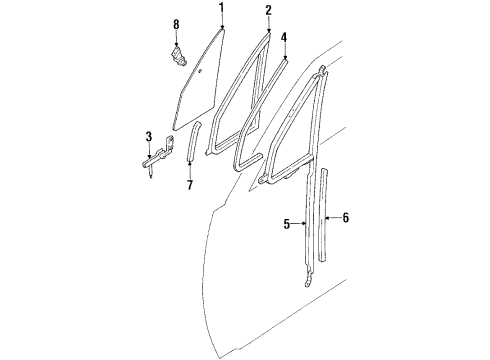 1994 Toyota Pickup Vent Glass & Hardware Diagram