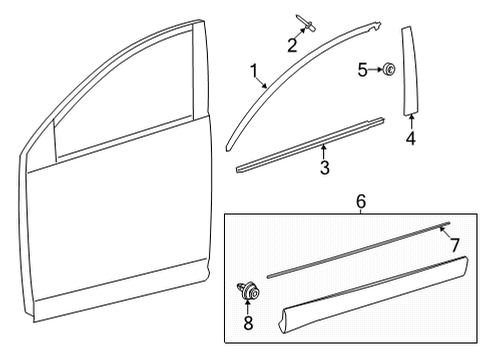 2024 Toyota Venza Exterior Trim - Front Door Diagram