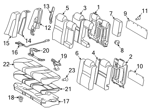 2017 Toyota Camry Rear Seat Components Diagram