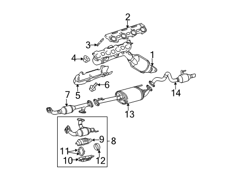 2005 Toyota 4Runner Exhaust Manifold Stud, Upper Diagram for 90080-12008
