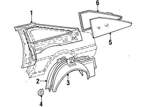 1987 Toyota Corolla Inner Components - Quarter Panel Diagram 3 - Thumbnail