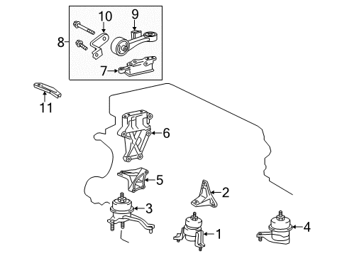 2011 Toyota Sienna Engine & Trans Mounting Diagram