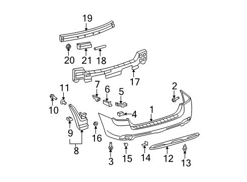 2008 Toyota Highlander Bumper & Components - Rear Diagram