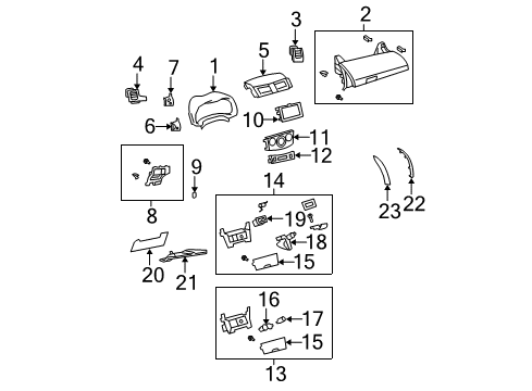 2012 Toyota Corolla Instrument Panel Components Diagram 2 - Thumbnail