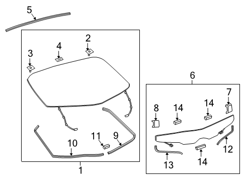2017 Toyota Prius Prime Glass - Lift Gate Diagram