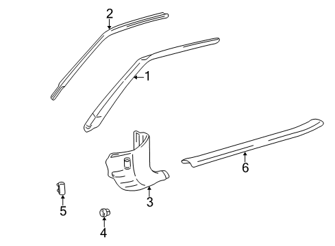 1997 Toyota RAV4 Interior Trim - Pillars Diagram