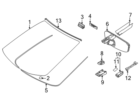 2016 Toyota Mirai Glass - Windshield Diagram