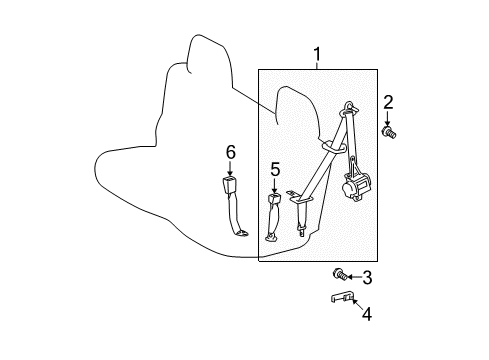 2009 Toyota Highlander Third Row Seat Belts Diagram