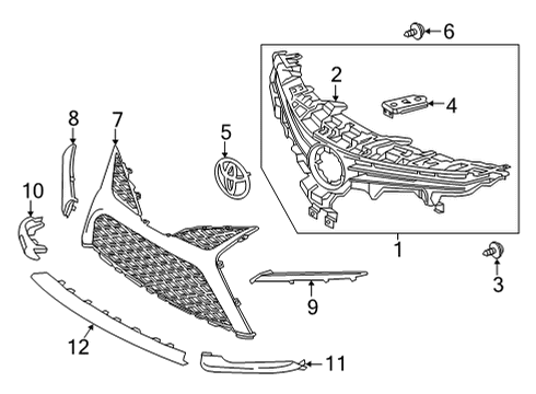 2021 Toyota Camry Grille & Components Diagram 3 - Thumbnail
