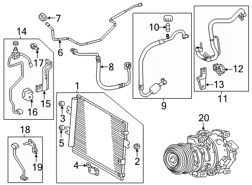 2025 Toyota Tacoma A/C Condenser, Compressor & Lines Diagram