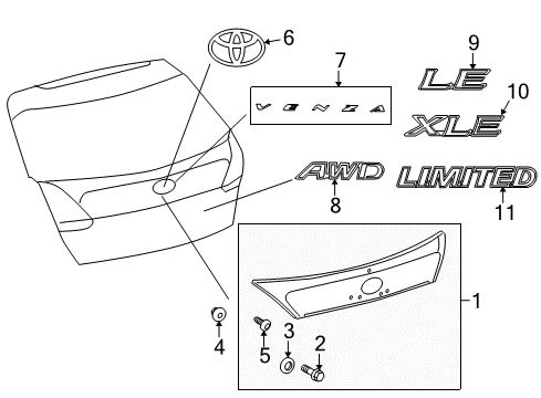 2012 Toyota Venza Exterior Trim - Lift Gate Diagram