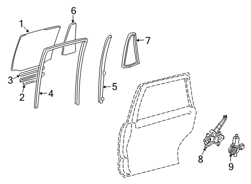 2010 Toyota Land Cruiser Glass - Rear Door Diagram