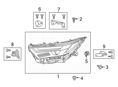 2024 Toyota RAV4 Prime Headlamp Components Diagram