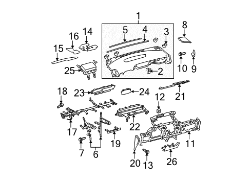 2011 Toyota Prius Upper Panel Seal Diagram for 55355-47040