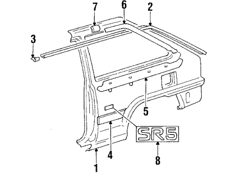 1986 Toyota Tercel Quarter Panel & Components Diagram