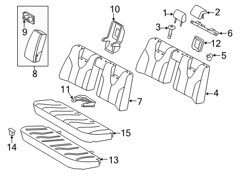 2010 Toyota Camry Rear Seat Components Diagram