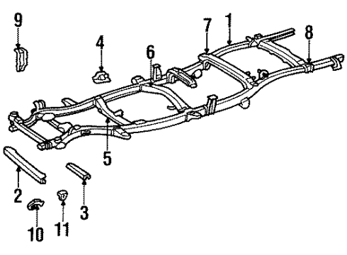1994 Toyota T100 Crossmember Bracket Diagram for 51203-34030