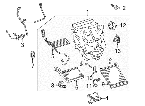 2012 Toyota Prius C A/C Evaporator & Heater Components Diagram