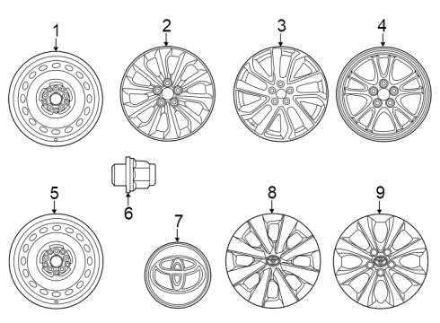 2025 Toyota Corolla Wheel Covers & Trim Diagram
