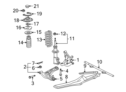 2005 Toyota MR2 Spyder Front Suspension Components Diagram 2 - Thumbnail