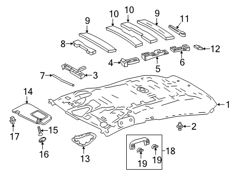 2022 Toyota C-HR Interior Trim - Roof Diagram