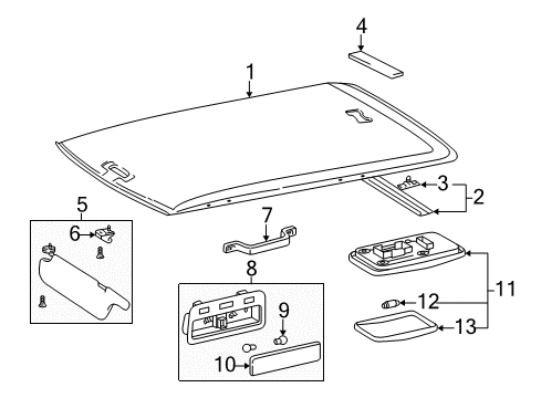 1996 Toyota RAV4 Interior Trim - Roof Diagram