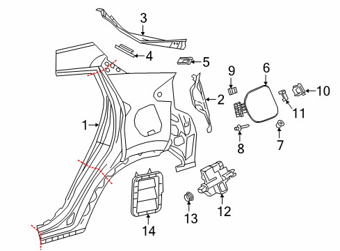 2020 Toyota C-HR Quarter Panel & Components Diagram