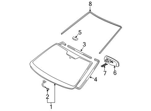2008 Toyota Sienna Glass - Windshield Diagram