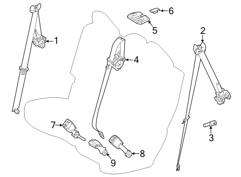 2025 Toyota Grand Highlander Seat Belt Diagram
