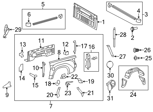 2021 Toyota Tundra Front & Side Panels Diagram